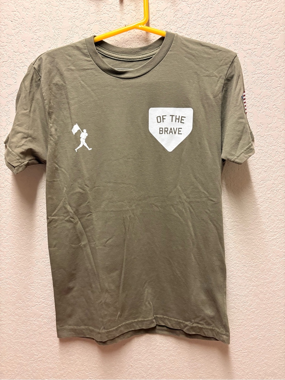 Baseballism Of The Brave Men’s Olive Green Graphic Tee Sz S